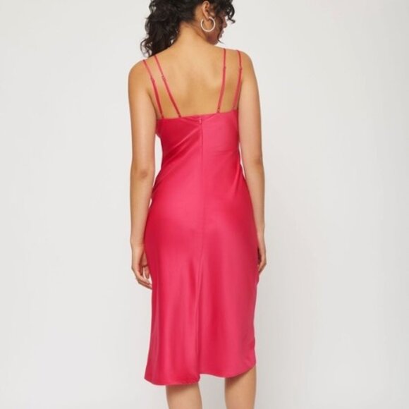 NEW Never Worn Dynamite Strappy Satin Midi Dress, Bright Rose, Size Medium - Picture 2 of 10